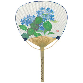 3032 竹うちわ　あじさい